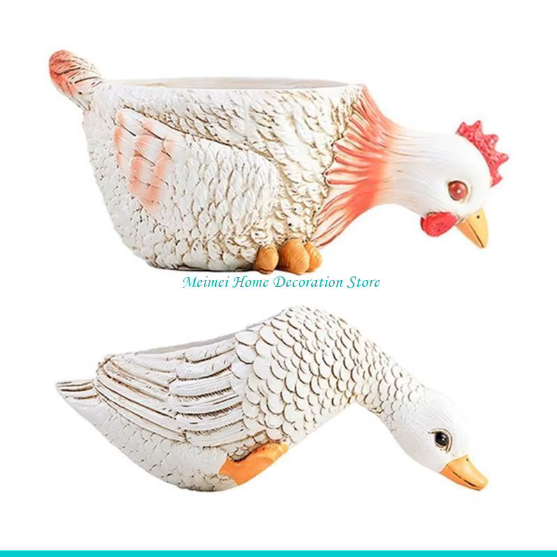 H7BF Pots jardinières en forme canard/poulet