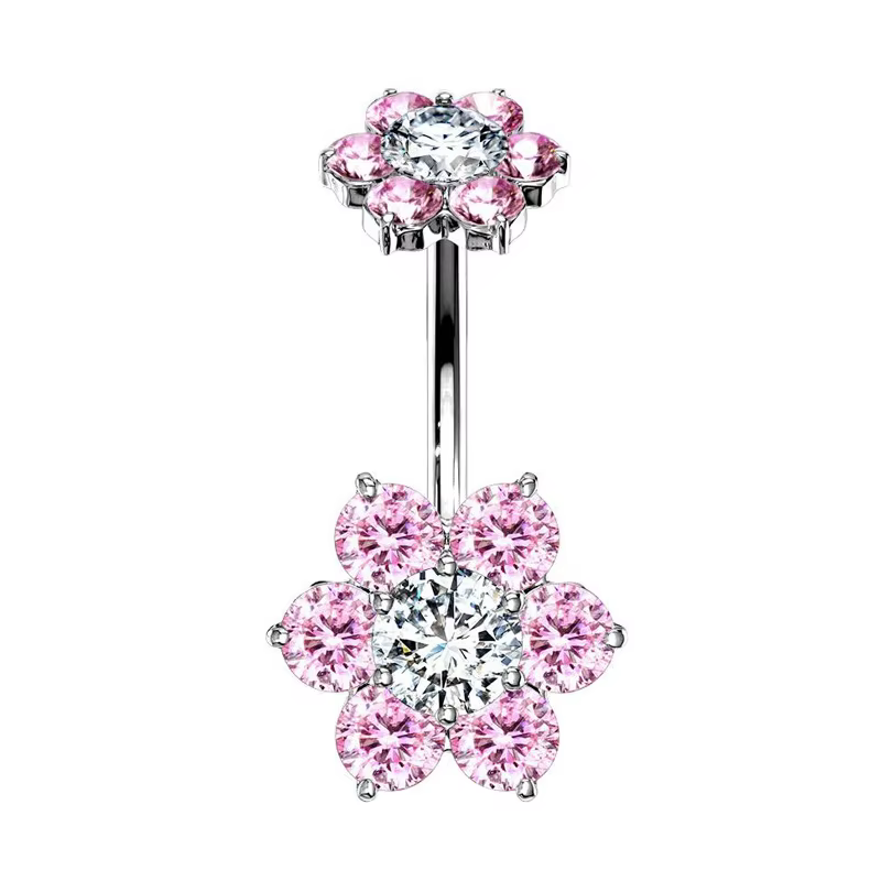 Mode coeur fleur ventre Piercing pour femmes en acier inoxydable CZ papillon nombril Piercing corps bijoux