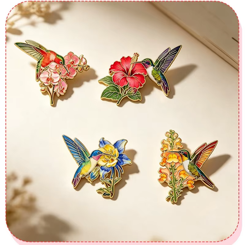 Nouvelle Arrivée Broche Florale Colibri Vintage, Épingles et Badges Métalliques Oiseau Fleur pour Décoration DIY Vêtements, Sacs, Chapeaux, Écharpes, T-shirts, Jeans
