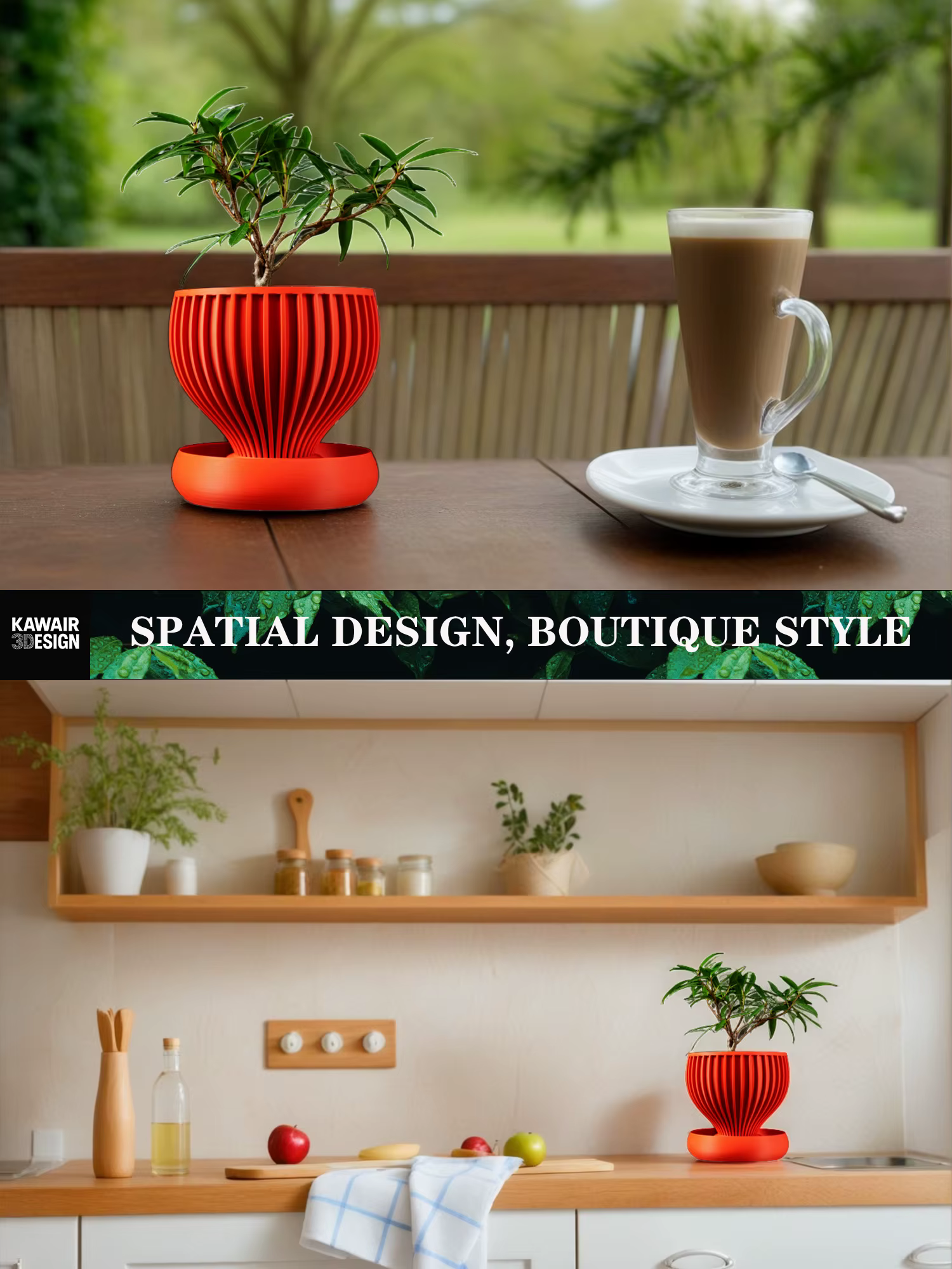Pot à plantes moderne et minimaliste imprimé en 3D - Pot à fleurs biodégradable pour la décoration de la maison