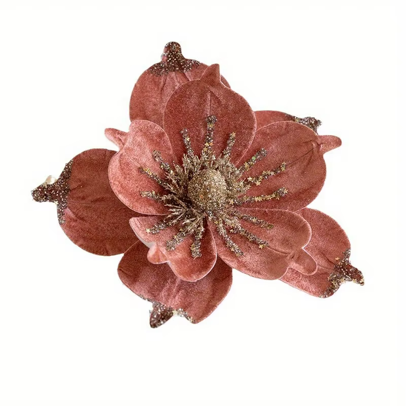 Arbre de noël Poinsettia fleur crème velours blanc Magnolia ornements floraux artificiels pour décoration