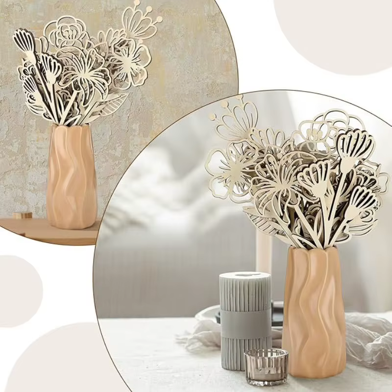 Décoration murale de fleurs sauvages en bois