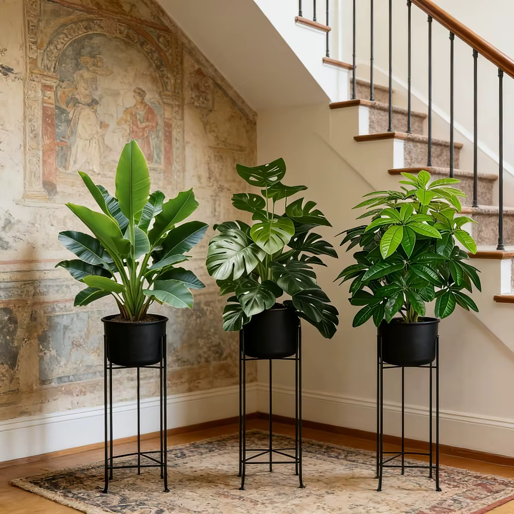 Lot de 3 plantes artificielles : palmier Areca