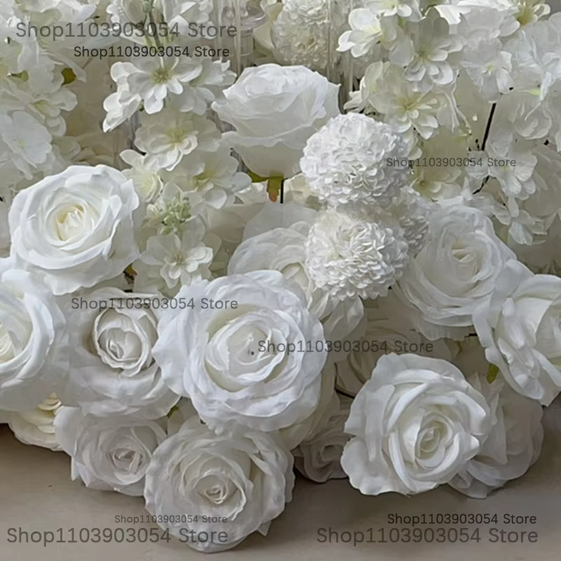 Couronne de luxe artificielle de 60 cm (25 pouces) en roses et jacinthes blanches pour centres de table de mariage