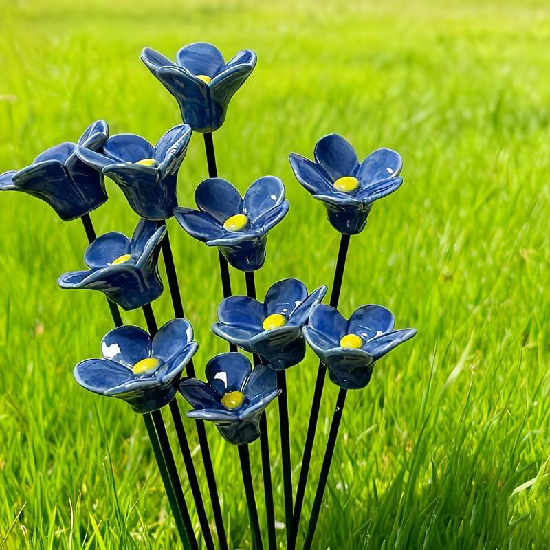 6/8/10 pièces de fleurs éternelles en céramique artisanales