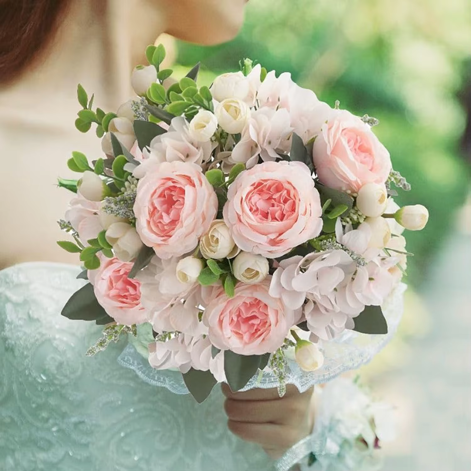 Fleur Artificielle en Soie Pivoine Hortensia Décoration Maison Jardin Extérieur Mariage Couronne de Mariée Accessoires Bouquet Accessoire Très Vendu