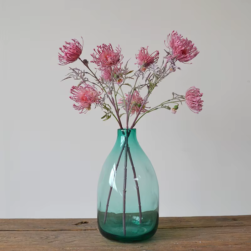 Fleurs artificielles de Leucospermum floquées pour la décoration de mariage flores artificiales fausse fleur en
