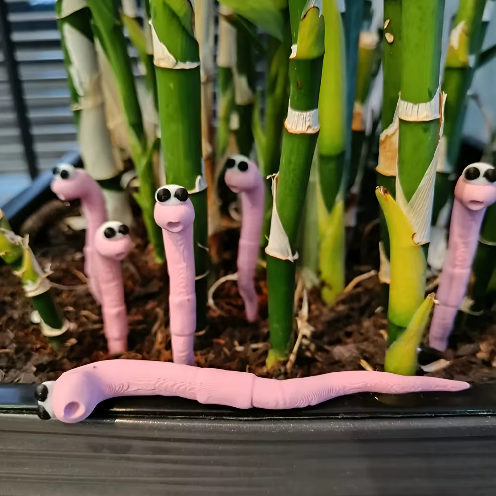 Ensemble de 2 plantes amusantes en pot en forme de vers de terre pour la décoration du jardin