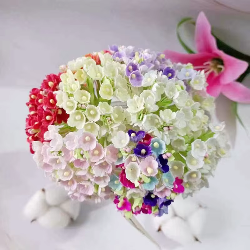 8 pièces / 40 têtes de mini fleurs en papier de 1 cm