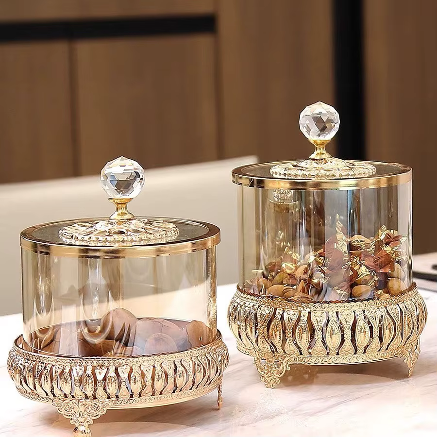 1PCS Pot à bonbons en verre de luxe européen
