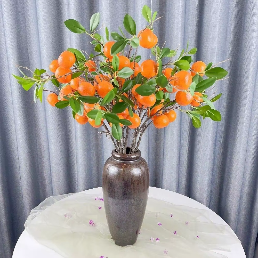 Branche d'Orange Artificielle Feuilles Vertes