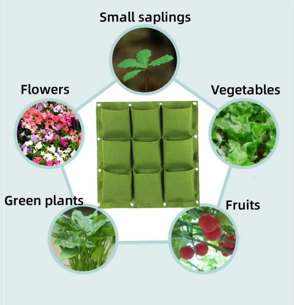 Sac de culture pour plantes, jardinière murale verticale en feutre, support de plantes suspendu pour herbes et légumes d'extérieur, pour balustrade, balcon, clôture
