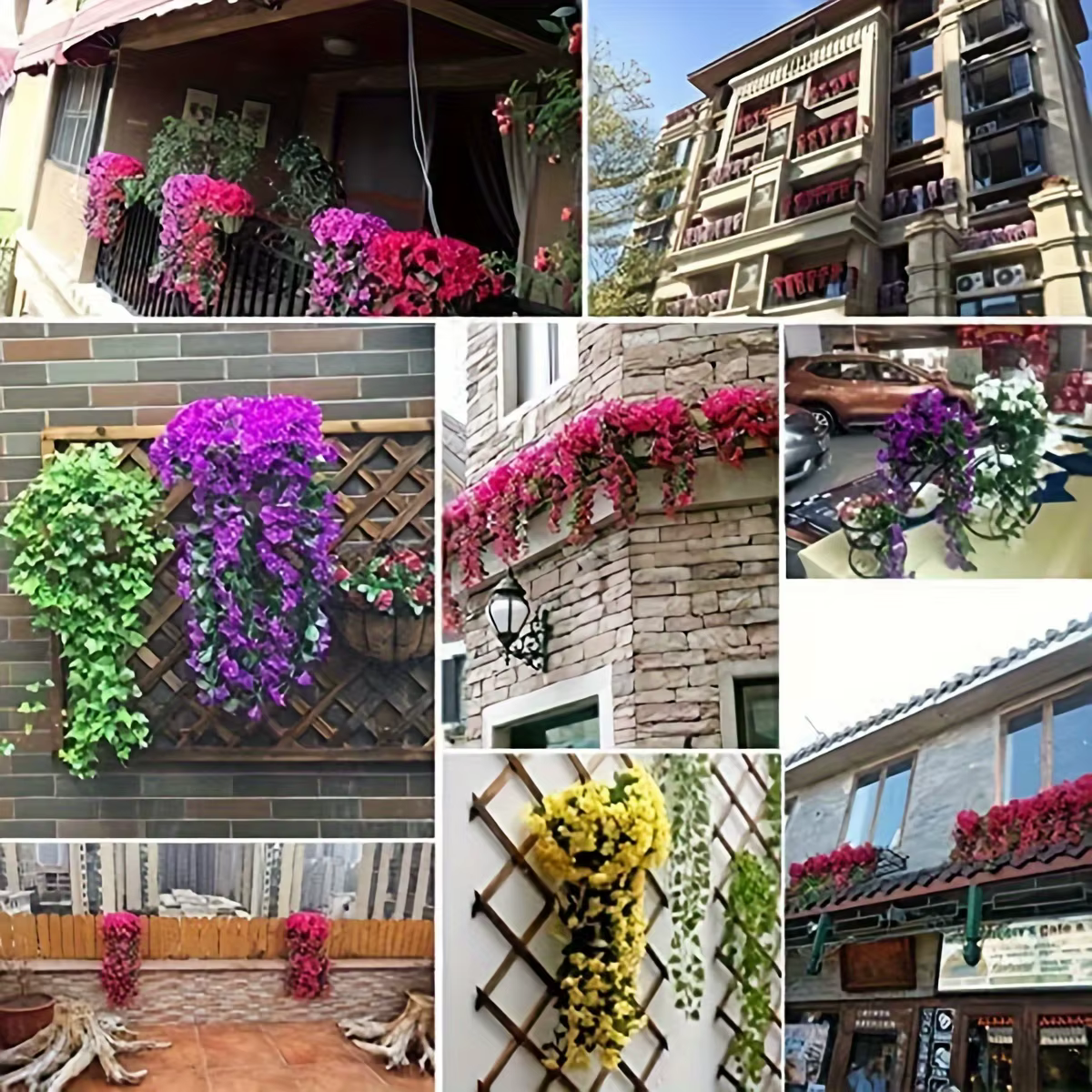 Fleurs artificielles longues roses en guirlande pour décoration murale intérieure