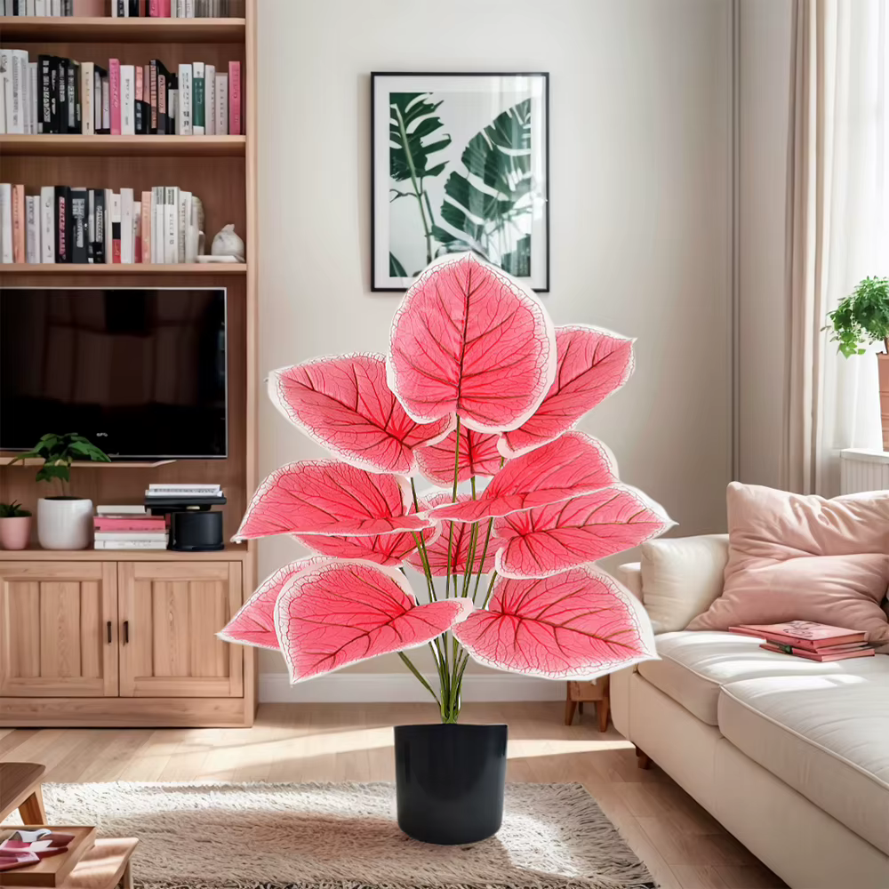 Plante artificielle de Caladium rose