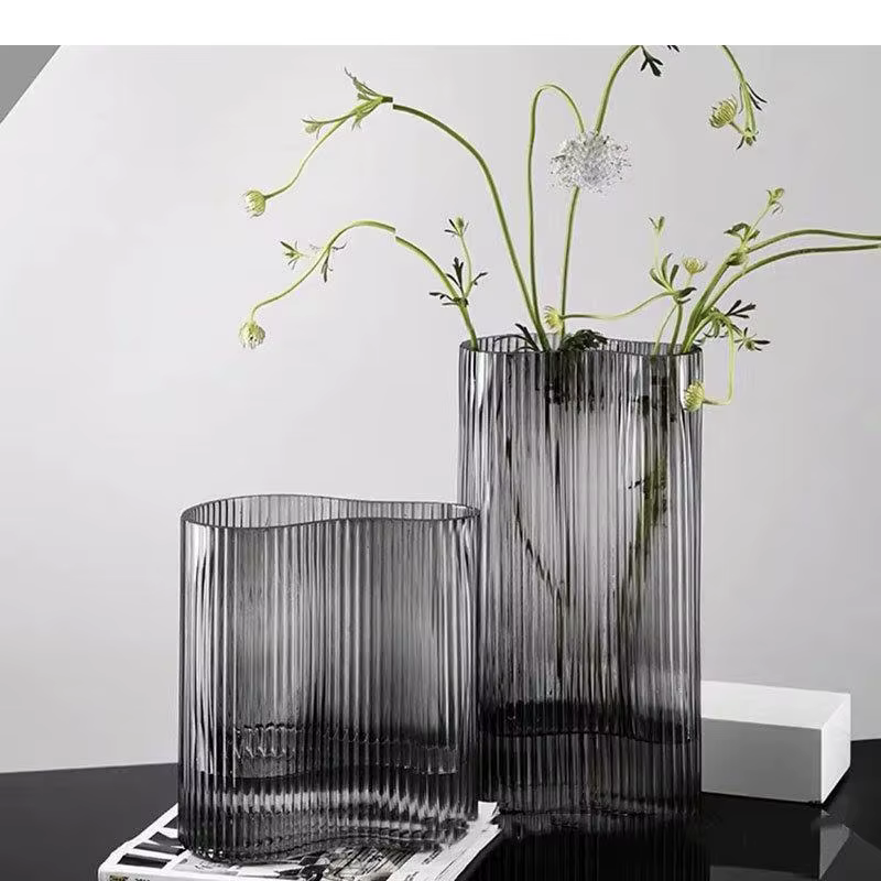 Vase en verre à Grain Vertical de grand diamètre