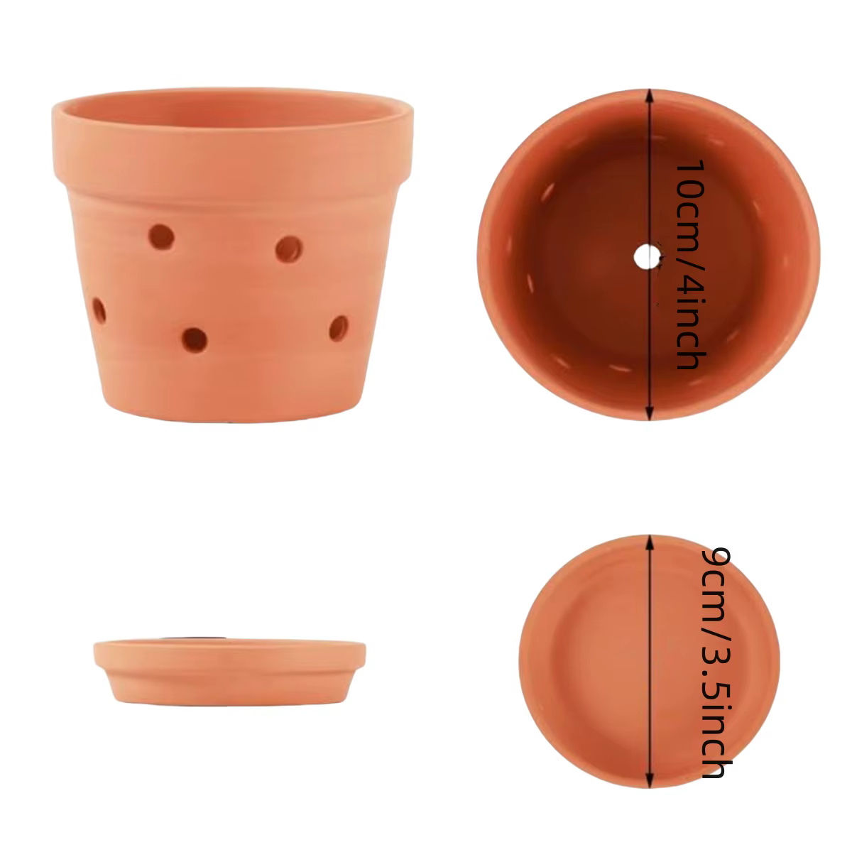 Pots d'orchidées en terre cuite de 4 pouces