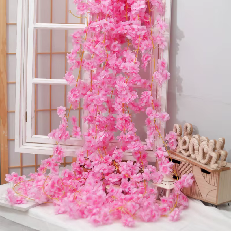 Guirlande de fleurs artificielles de cerisier Sakura de 180 cm pour mariage