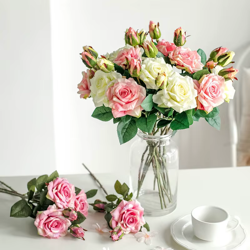 Fleurs artificielles grandes Roses en soie