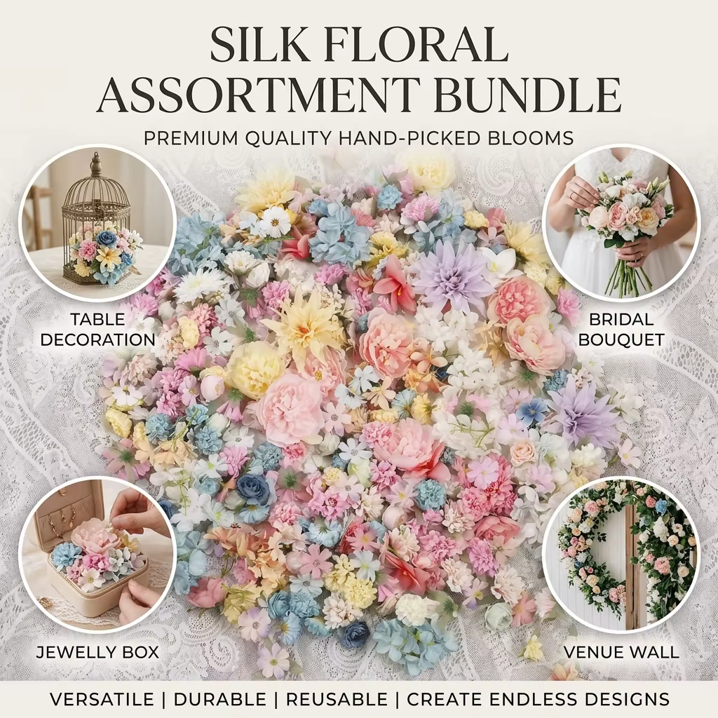 Kit de matériaux pour fleurs artificielles 3-10 cm pour la décoration artisanale DIY