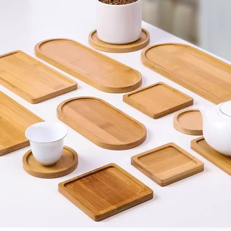 Plateau multi-bambou, soucoupe en bois