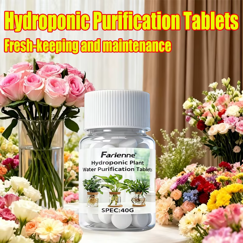 Farienne 100 comprimés de purification d'eau pour plantes hydroponiques 40G - Activateur de racines pour bambou porte-bonheur et préservateur de fraîcheur pour fleurs coupées