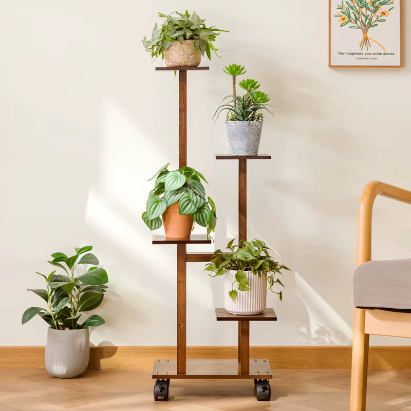 Étagère à plantes en bois massif multicouche