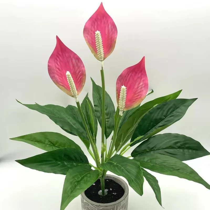 Plantes vertes artificielles en pot d'anthurium