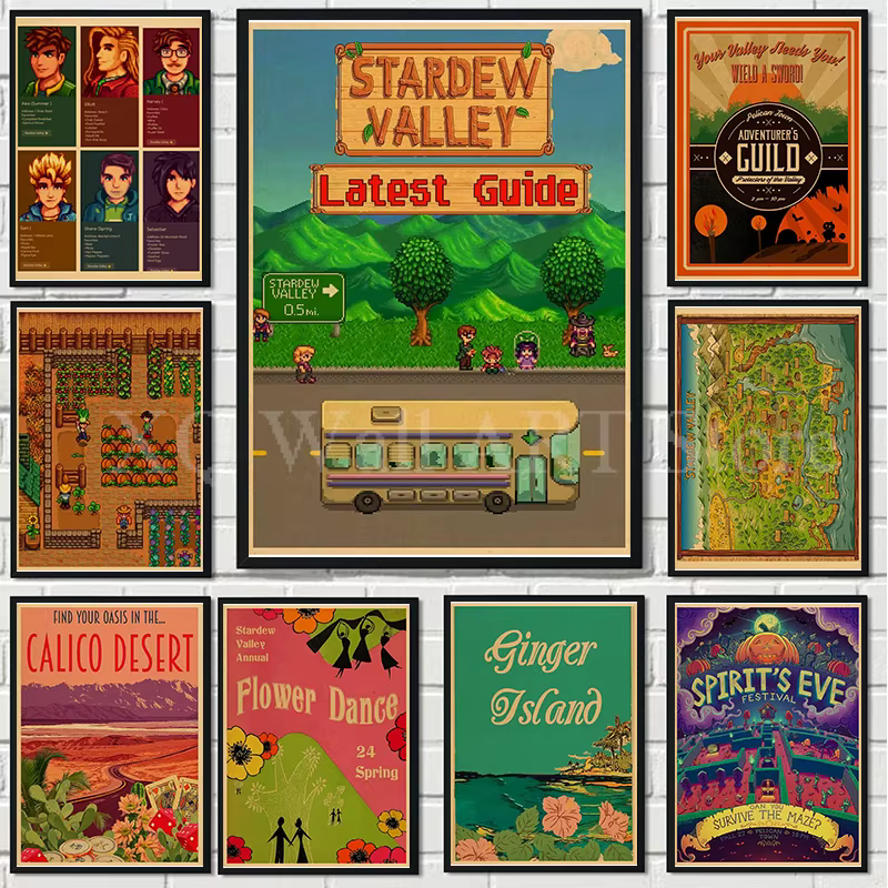 Affiches de marché nocturne de danse de fleurs de Stardew Valley