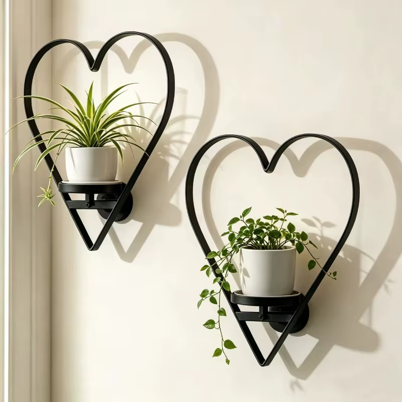 Support mural en forme de cœur pour plantes