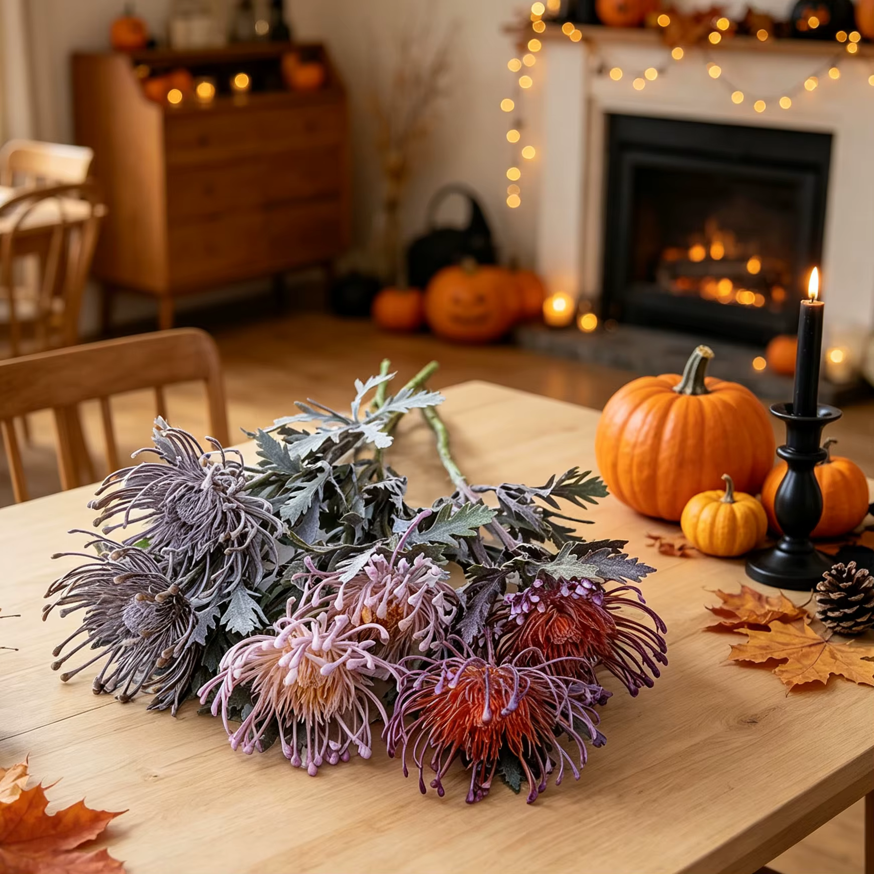 3 Pcs Fleurs Artificielles Branche Crabe Griffe Festival Vase Maison Salle De Mariage Automne Halloween Decora Faux Plantes Jardin Accessoire