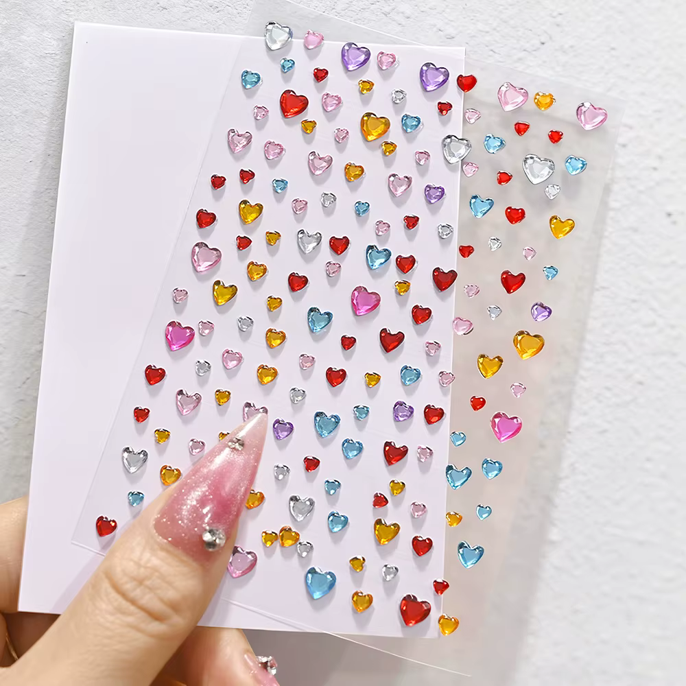 3D coloré amour-coeur visage gemme tatouages autocollants Bling auto-adhésif coeur gemmes tatouage pour Festival fête yeux corps maquillage décor