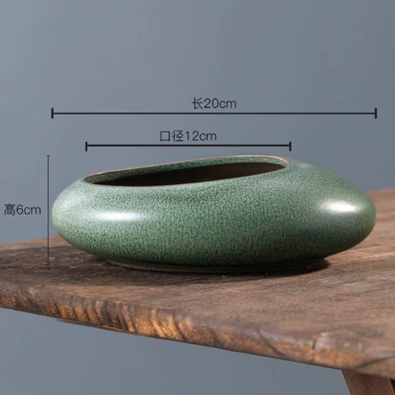Poterie grossière bonsaï Vase vert Pot de plante hydroponique