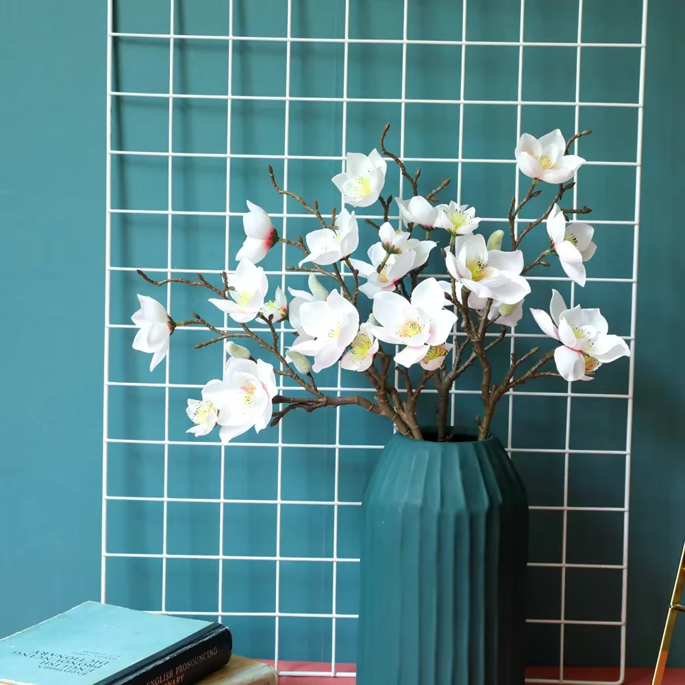 5 têtes fleur artificielle Francica multi-têtes Magnolia INS fausse