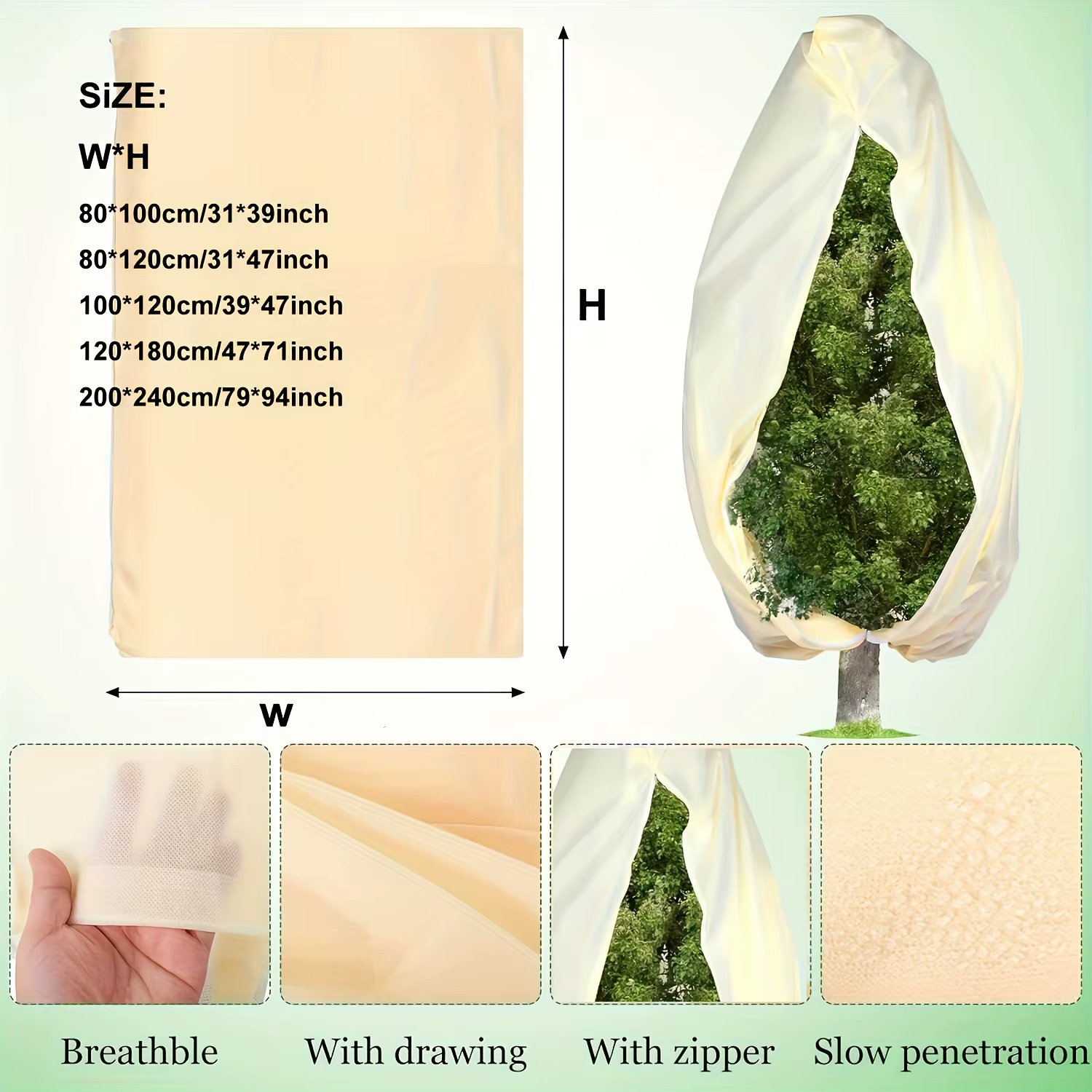 Paquet de 3 housses de Protection contre le gel pour plantes beiges