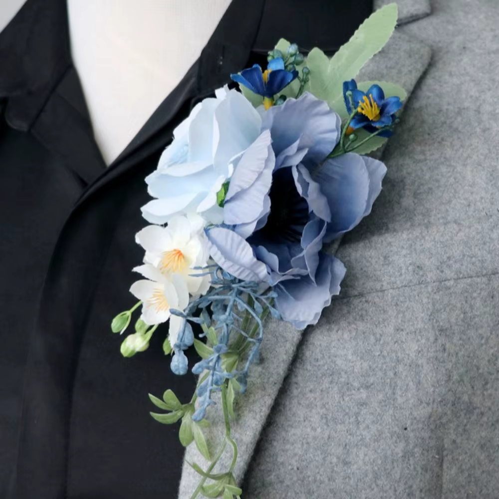 Boutonnière de marié rose européenne