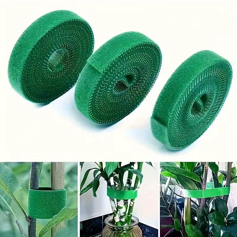 2 attaches pour plantes réutilisables et réglables de 100 cm - Sangle de support verte flexible à fermeture