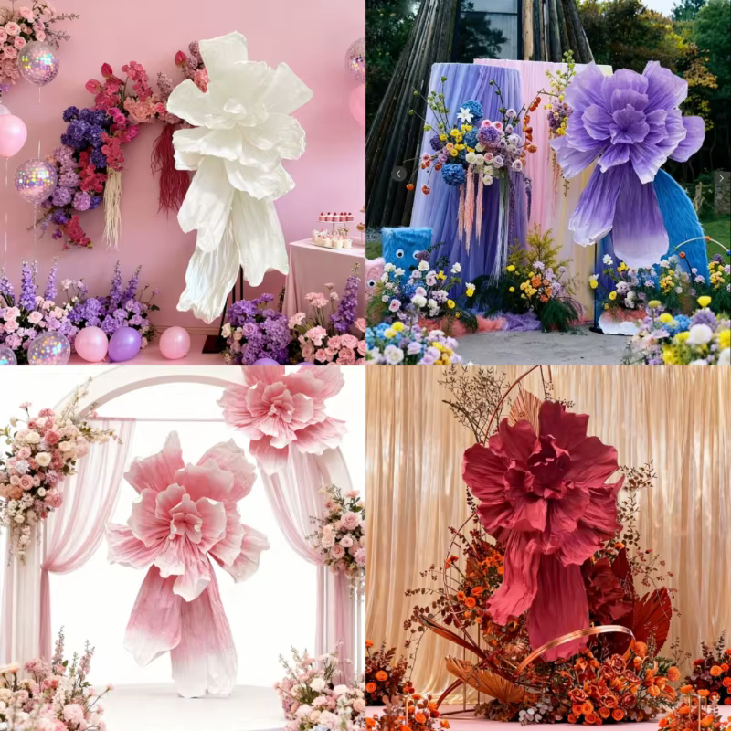 Grandes fleurs d'iris artificielles en papier blanc pour mariage