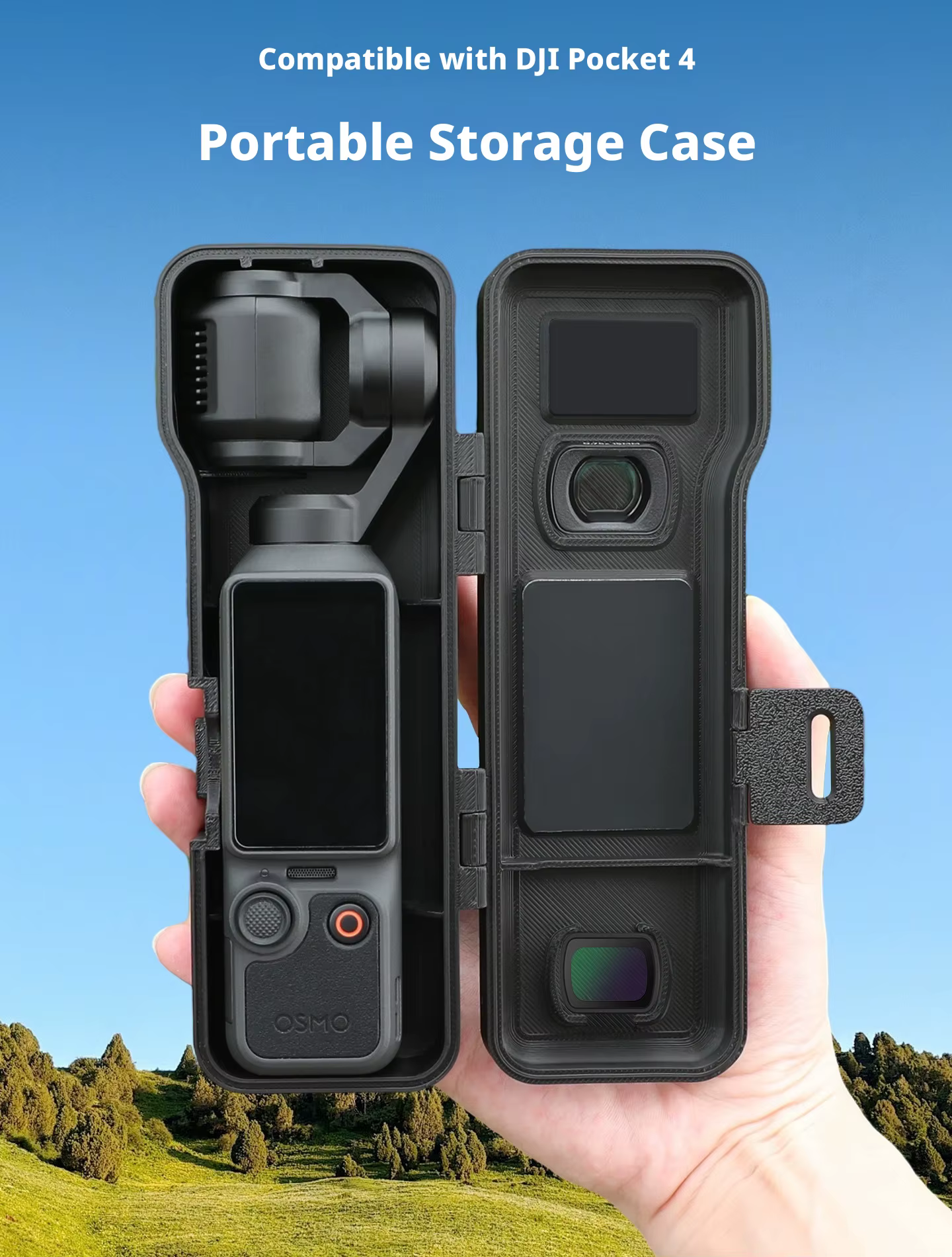 Sac de rangement portable pour accessoires DJI OSMO Pocket 4, étui de protection rigide, livré avec une sangle de transport/boucle d'alpinisme, poche