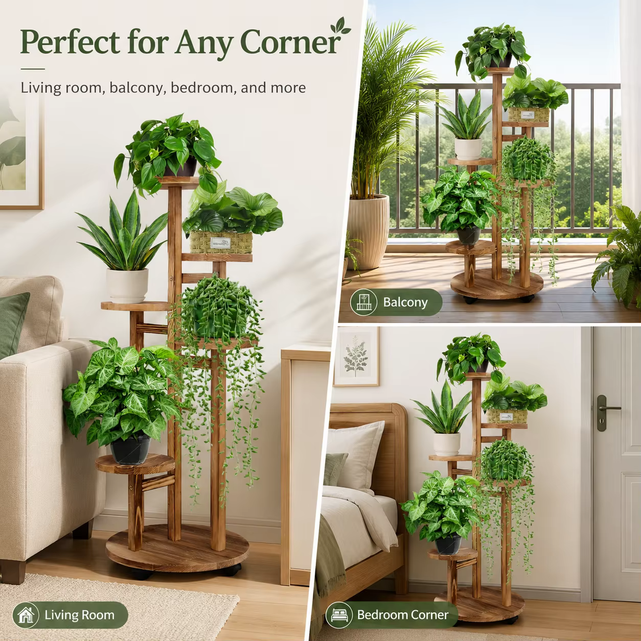 Support à plantes à 5 niveaux sur roulettes