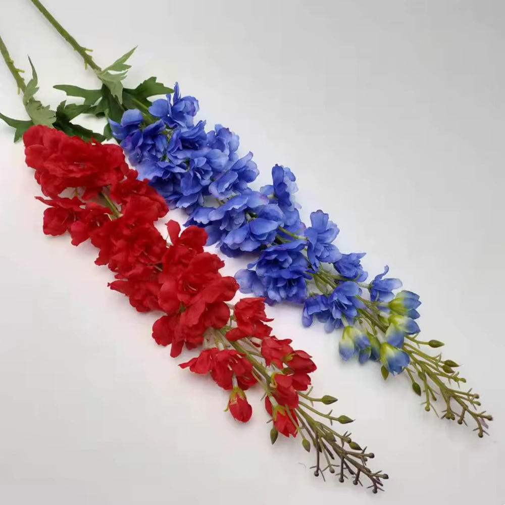 Branche de fleur de Delphinium artificielle avec longue tige simulée plante