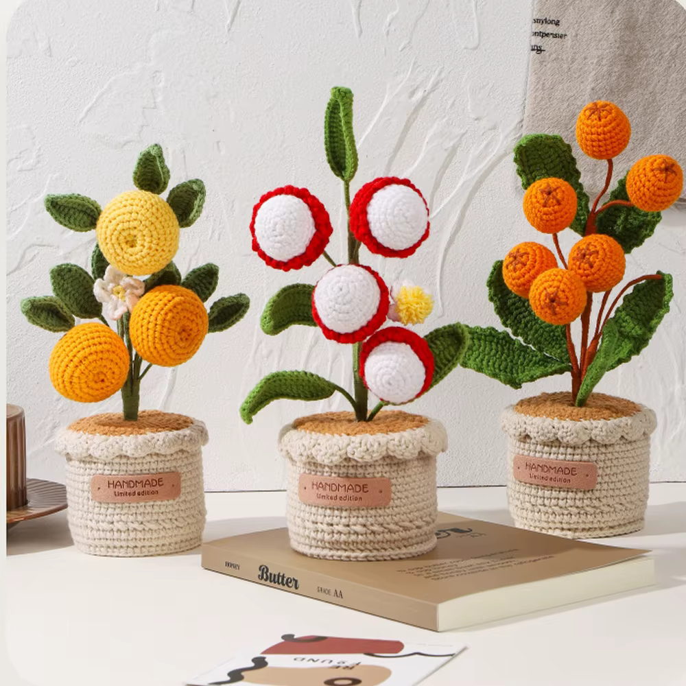 Pot de fleurs en crochet fait main