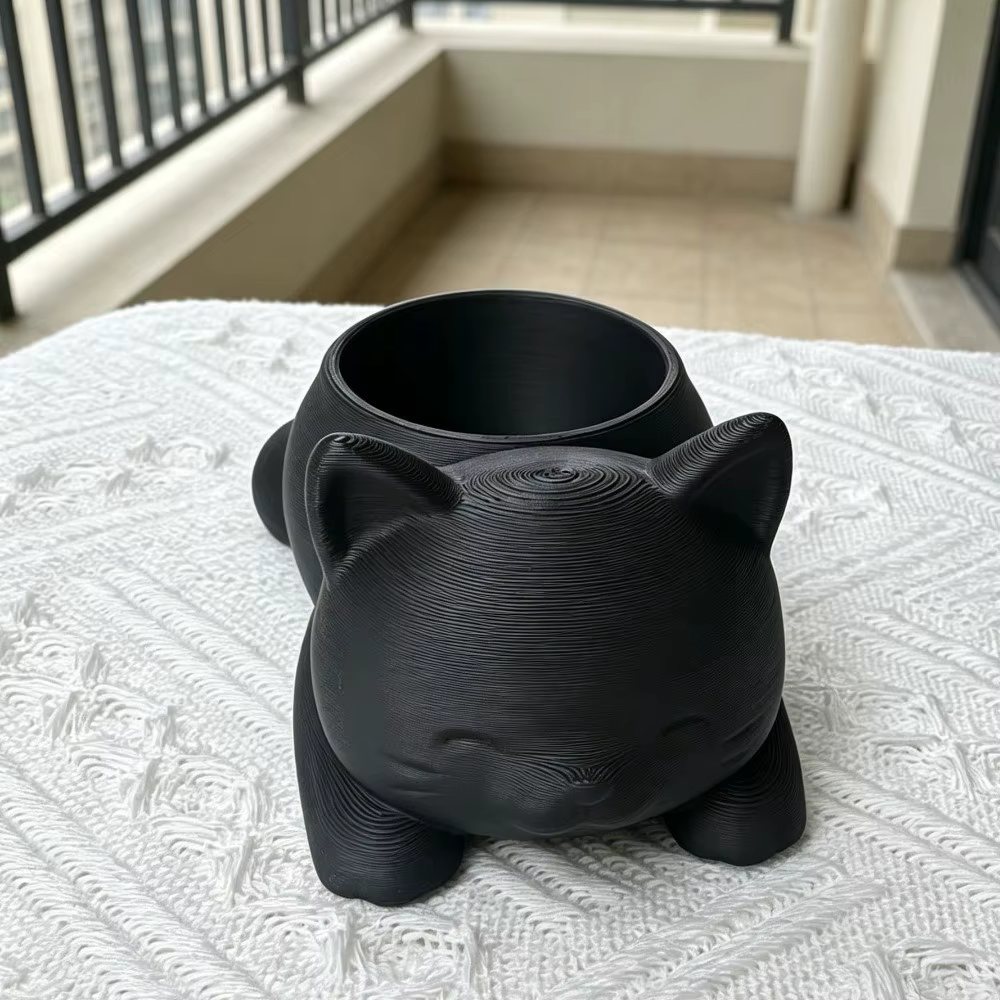 Pot de fleurs amusant imprimé en 3D en forme de chat