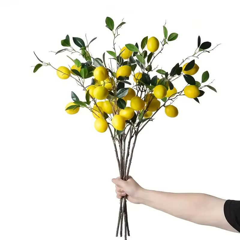 1 arbre citronnier artificiel contenant 5 faux citrons