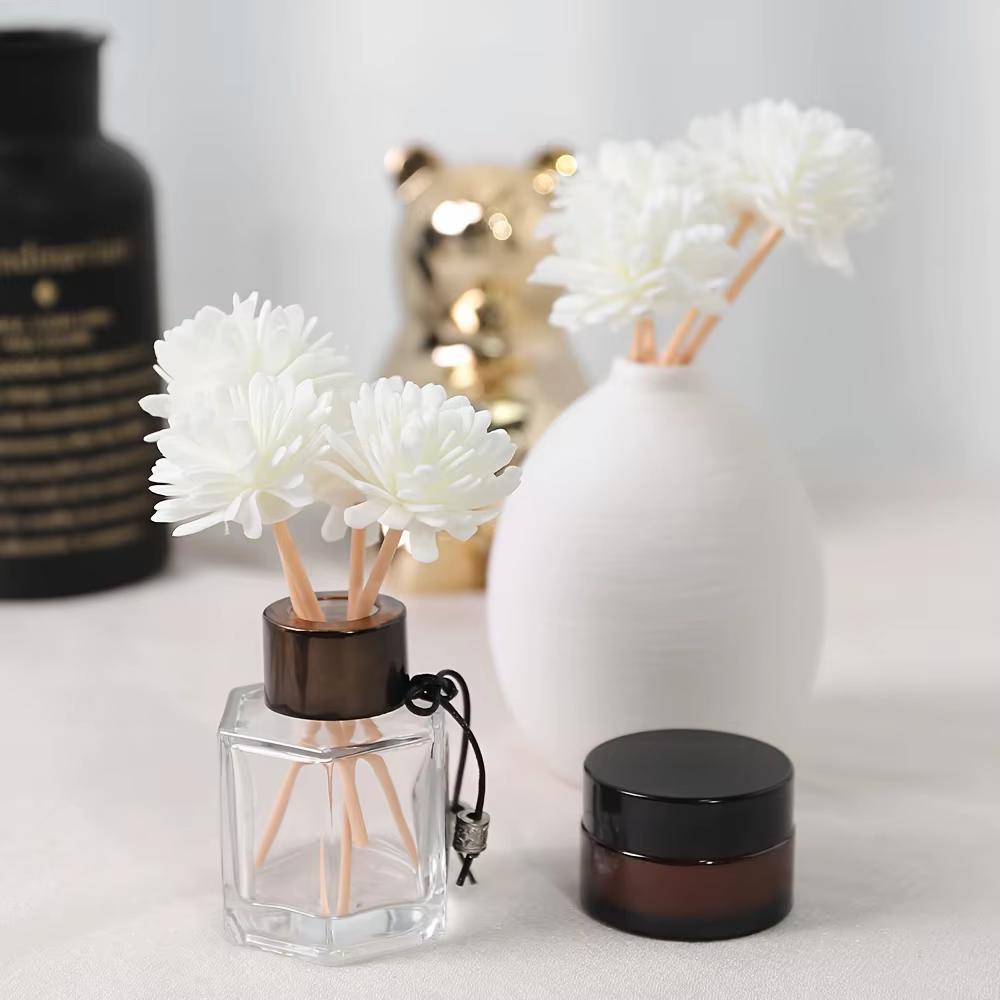 5/20/50pcs bâton de diffusion d'arôme et combinaison de fleurs en mousse blanche