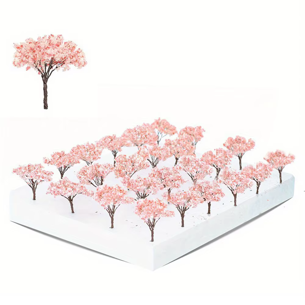 10 pièces 6.5cm Miniature cerisier fleur arbre modèle hauteur 65mm plante Diorama Kits bricolage Table de sable HO chemin de fer scène aménagement accessoires