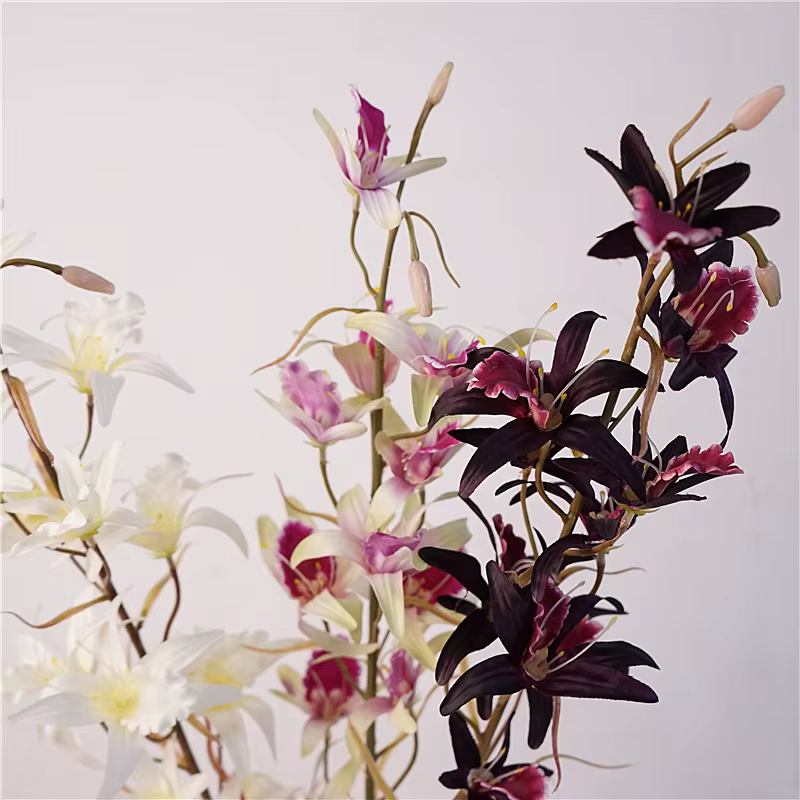 Branche de fleur d'orchidée Dendrobium de 81 cm