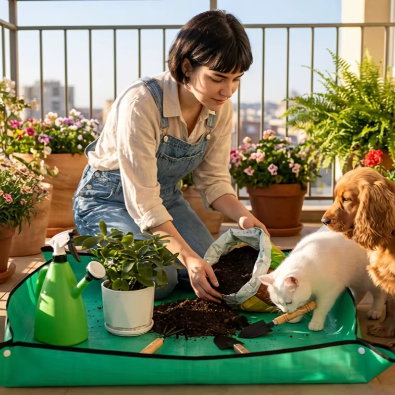 Tapis de régénération des plantes, tapis de transplantation imperméable, portable, carré, pliable et facile à nettoyer, tapis de transplantation pour plantes succulentes