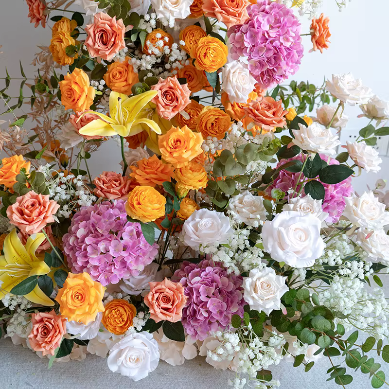Luxuriant 210CM corne de lys artificielle fleurs arc hortensia mariage scène décor jardin Style allée fleur rangée Photo toile de fond accessoires