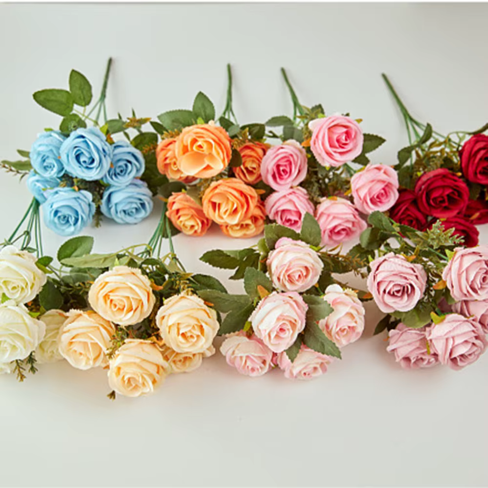 Bouquet de fleurs artificielles en soie Rose 30cm