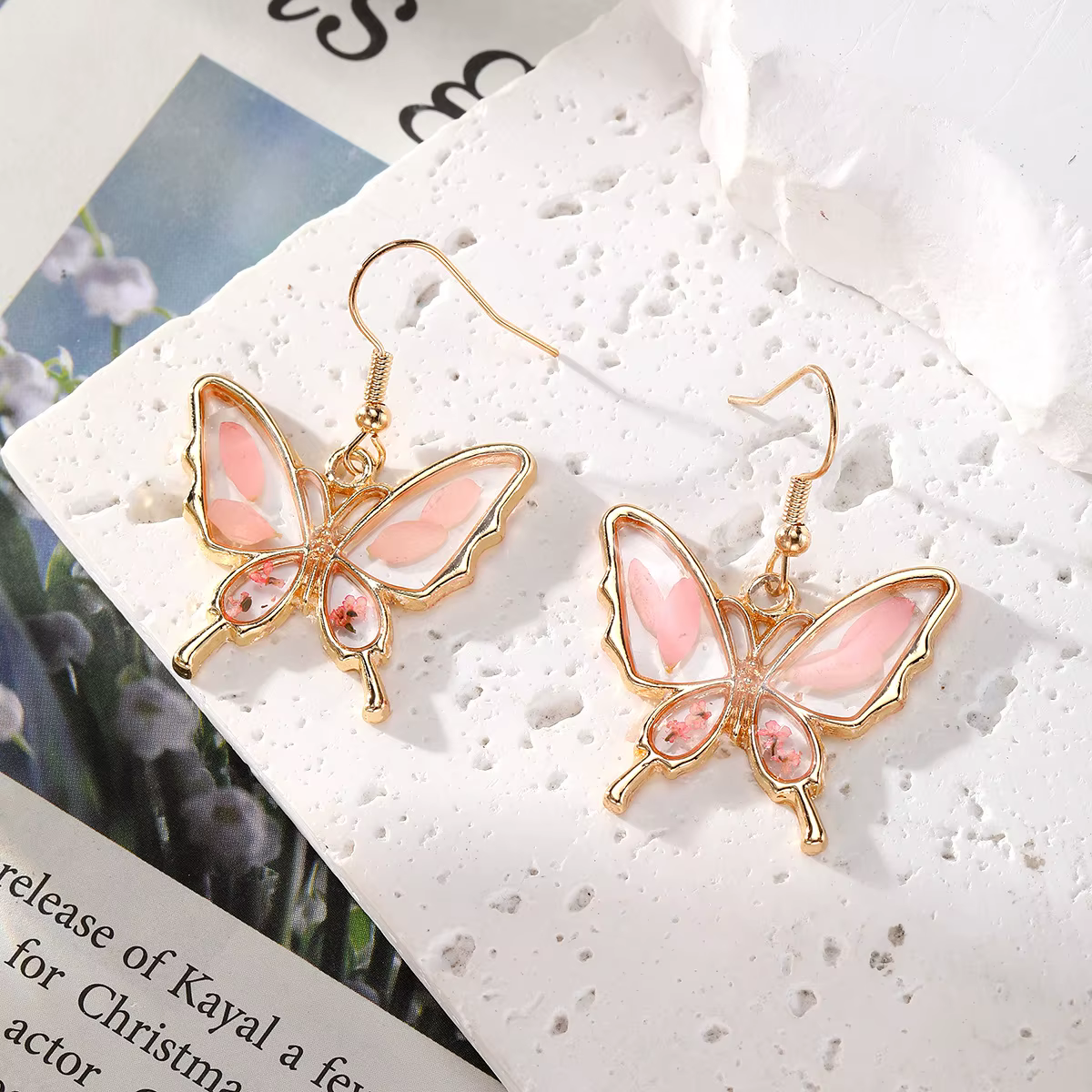 Boucles d'oreilles pendantes en fleurs séchées pour femmes, bijoux avec hypoallergénique et créativité, pendentif en fleurs naturelles, cadeaux, nouvelle collection